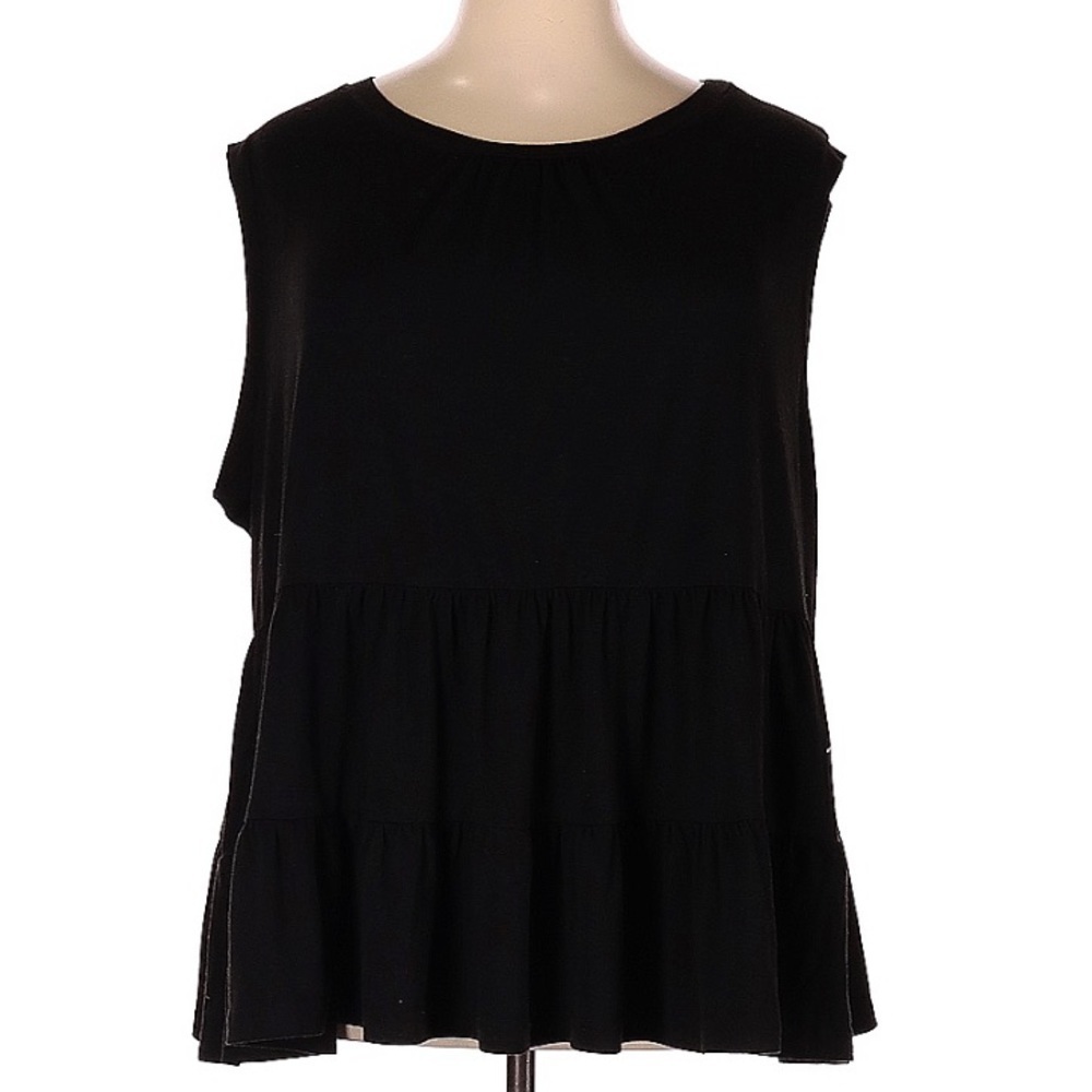 Nemidor sleeveless tier Ruffle tank top plus Size 4X Black